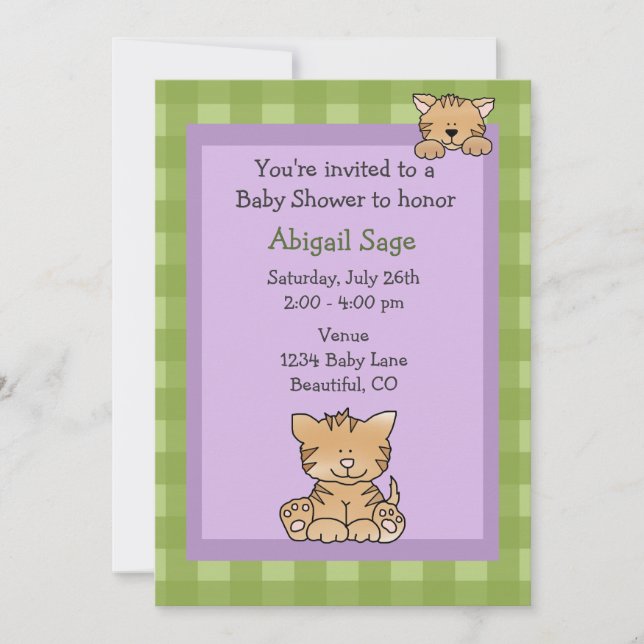 Cute Kitty Cat Baby Girl Shower Invitation (Front)