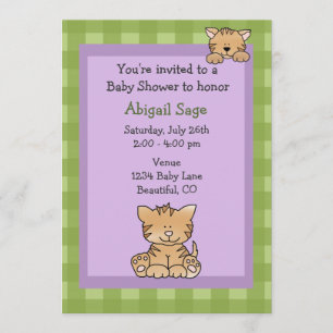 Cute Kitty Cat Baby Girl Shower Invitation