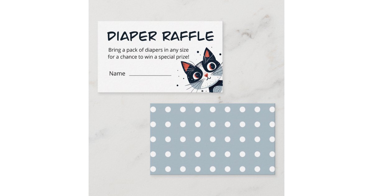Cute Kitty Cat Baby Shower Diaper Raffle Enclosure Card | Zazzle