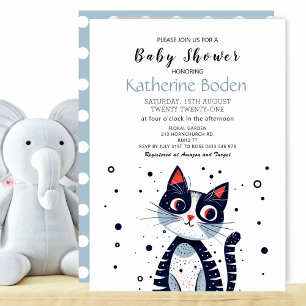 Cute Kitty Cat Baby Shower Invitation