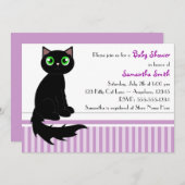 Cute Kitty Cat Baby Shower Invitation - Purple (Front/Back)