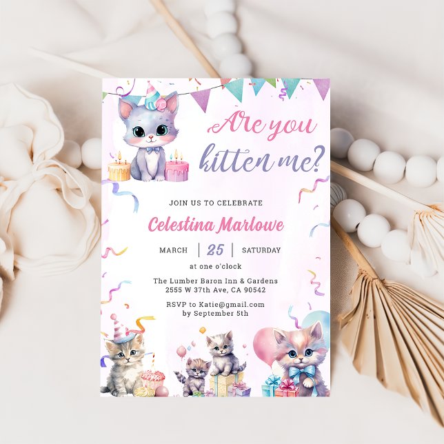 Cute Kitty Cat Baby Shower Party  Invitation (Creator Uploaded)