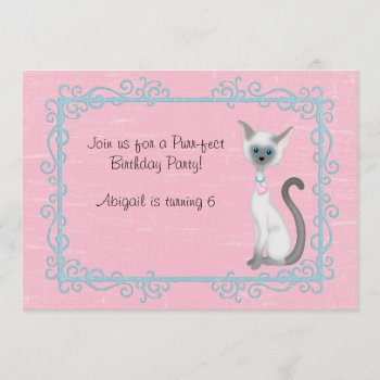 Cute Kitty Cat Birthday Invitation ~ Girls by TheCutieCollection at Zazzle