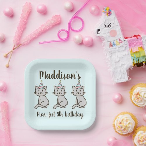 Cute Kitty Cat Birthday Paper Plates