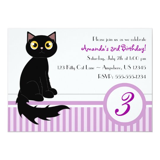 Cute Kitty Cat Birthday Party Invitation - Purple | Zazzle.com