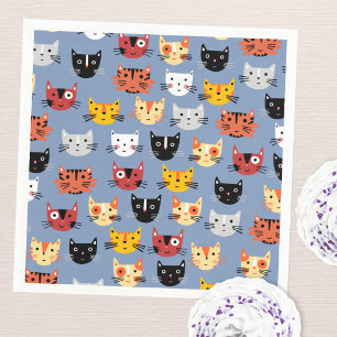Cute Kitty Cat Blue Napkins