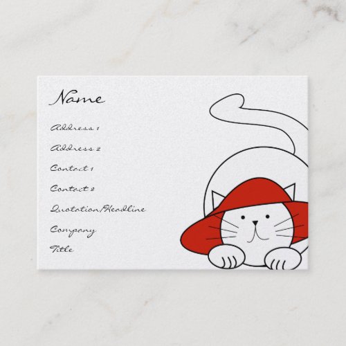 Cute Kitty Cat Business Cards Red Hat
