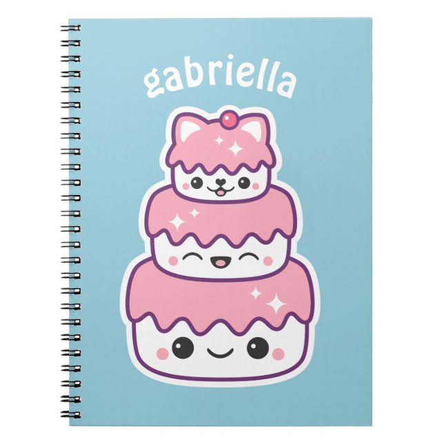 Cute Kitty Cat Cake Notebook (Front)