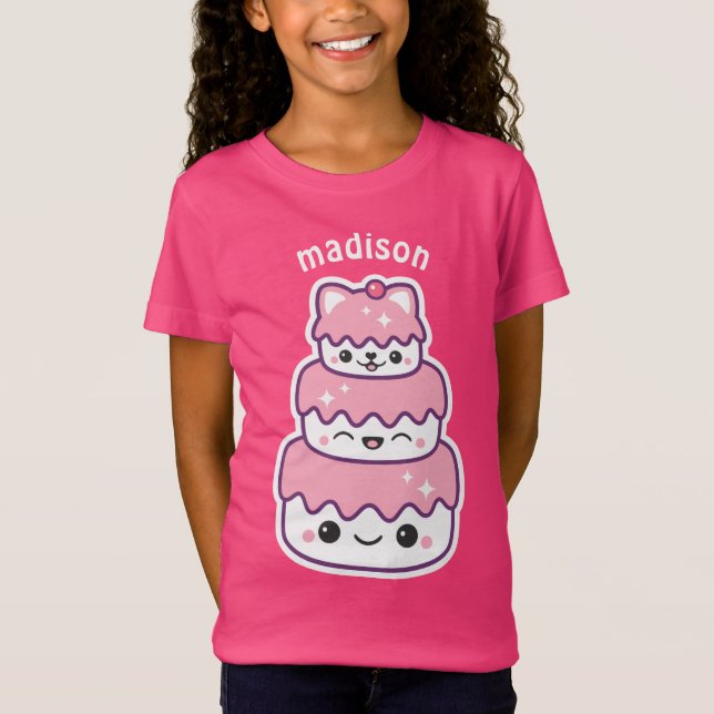 Cute Kitty Cat Cake T-Shirt (Front)