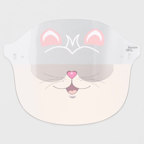 Cute kitty cat cartoon in light pink face shield