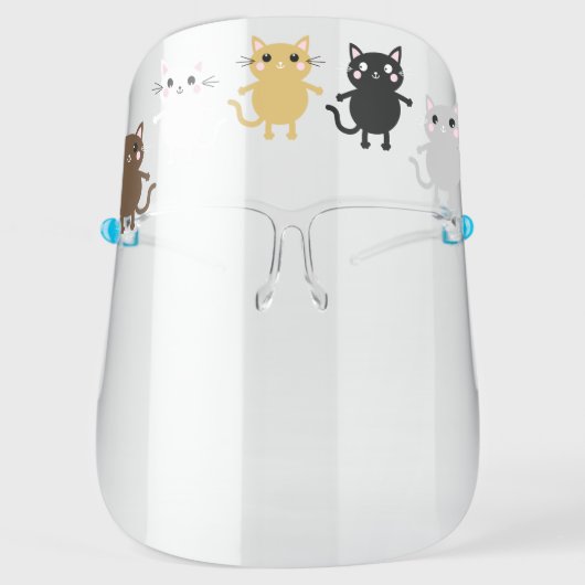 Cute Kitty Cat Cartoons Face Shield (Front)