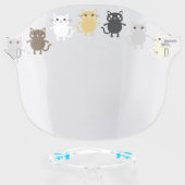 Cute Kitty Cat Cartoons Face Shield (Front w/Glasses)