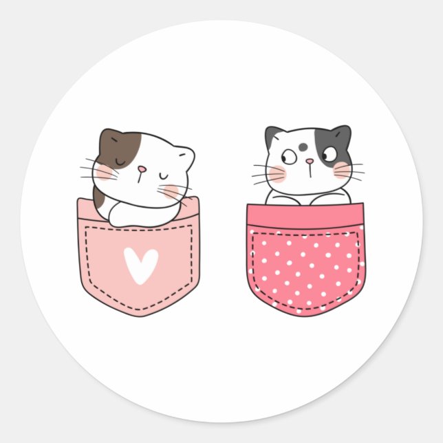 Cute Kitty Cat Classic Round Sticker (Front)