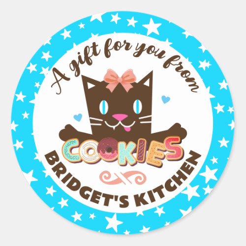 Cute kitty cat cookies from the kitchen of baking classic round sticker
