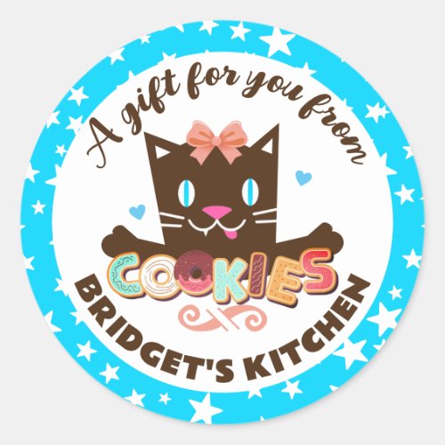 Cute kitty cat cookies from the kitchen of baking classic round sticker