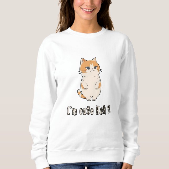Cute Kitty Cat Design Sweatshirt For Cat Lady (Front)