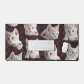 Cute Kitty Cat Faces Desk Mat (Keyboard & Mouse)