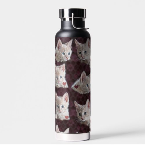 Cute Kitty Cat Faces Water Bottle