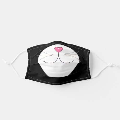 Cute kitty cat fashion in black and white adult cloth face mask