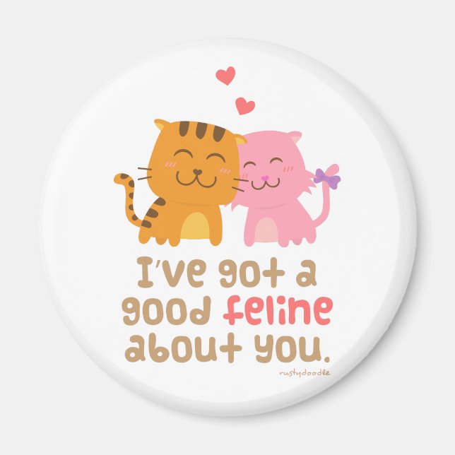 Cute Kitty Cat Feline Love Confession Pun Humor Magnet (Front)