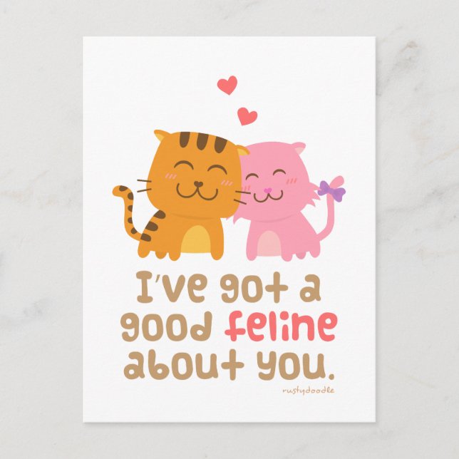 Cute Kitty Cat Feline Love Confession Pun Humor Postcard (Front)