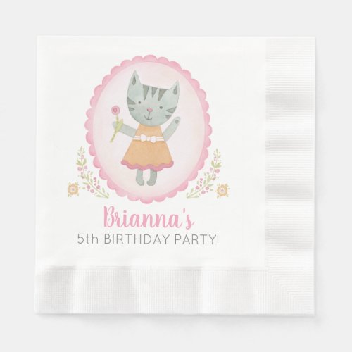 Cute Kitty Cat Girl Birthday Party Napkin