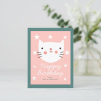 Cute Kitty Cat Happy Birthday Postcard