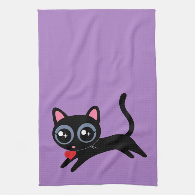 Cute Kitty Cat Heart Thief for Girlfriend, Wife Kitchen Towel (Vertical)