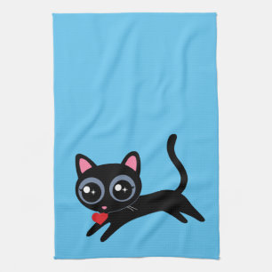 Cute Kitty Cat Heart Thief Gift for Girlfriend Kitchen Towel