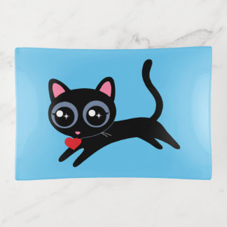 Cute Kitty Cat Heart Thief Gift for Girls Trinket Tray
