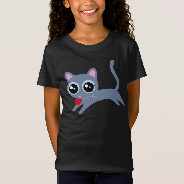 Cute Kitty Cat Heart Thief T-Shirt (Front)