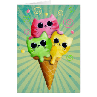 Cute Kitty Cat Ice Cream Cards