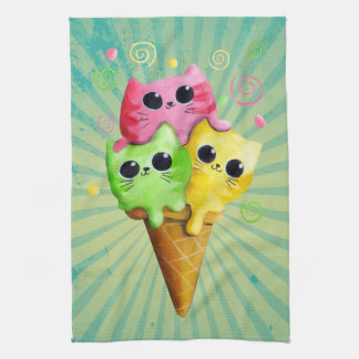Cute Kitty Cat Ice Cream Kitchen Towel