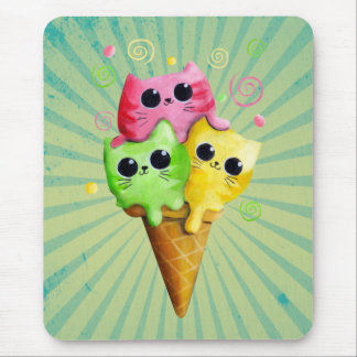 Cute Kitty Cat Ice Cream Mouse Pad
