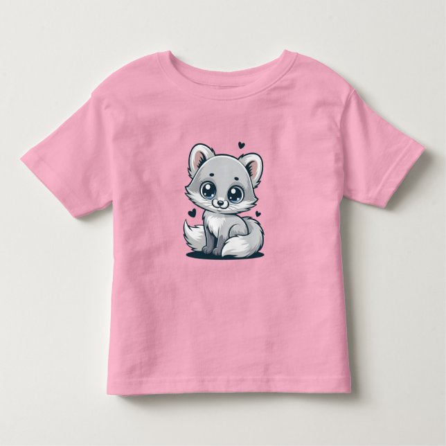 Cute Kitty Cat Illustration -Minimalistic Toddler T-shirt (Front)
