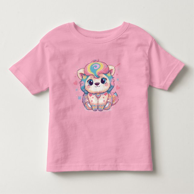 Cute Kitty Cat Illustration -Minimalistic Toddler T-shirt (Front)