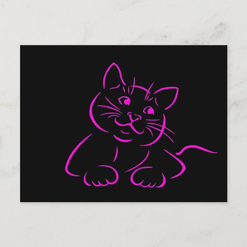 Cute Kitty Cat Illustration Postcard