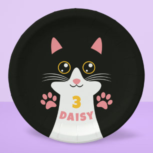 Cute Kitty Cat Kid's Birthday Party Paper Plates