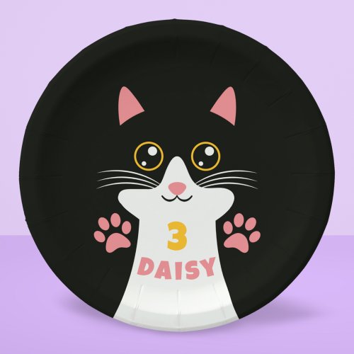 Cute Kitty Cat Kids Birthday Party Paper Plates