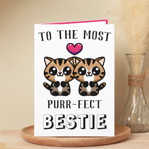 Cute Kitty Cat Kitten Best Friend Happy Birthday Letterpress Thank You Card