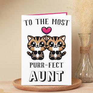 Cute Kitty Cat Kitten Pun Aunt Happy Birthday Thank You Card