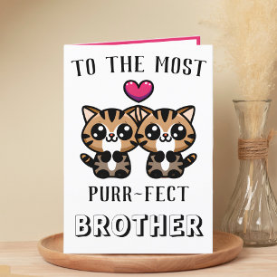 Cute Kitty Cat Kitten Pun Brother Happy Birthday Letterpress Thank You Card