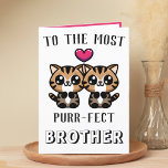 Cute Kitty Cat Kitten Pun Brother Happy Birthday Thank You Card<br><div class="desc">Looking for a unique way to express your love and humor to your sibling? Our funny kitty cat pun greeting card is the perfect choice for your brother on his birthday! Customize it by adding your own personal message.  Design features two cute brown kittens with a red heart.</div>
