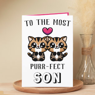 Cute Kitty Cat Kitten Pun Son Happy Birthday Letterpress Thank You Card
