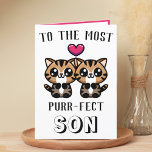 Cute Kitty Cat Kitten Pun Son Happy Birthday Thank You Card<br><div class="desc">Looking for a unique way to express your love and humor to your child? Our funny kitty cat pun greeting card is the perfect choice for your son on his birthday! Customize it by adding your own personal message.  Design features two cute brown kittens with a red heart.</div>