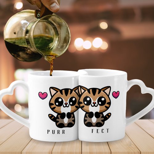 Cute Kitty Cat Kitten Purr Perfect Couple Coffee Mug Set