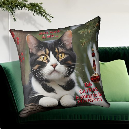 Cute Kitty Cat Lover Christmas Pillow