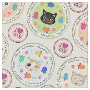 Cute Kitty Cat Lover's Pattern Fabric Fabric