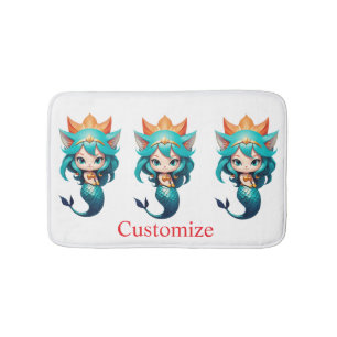 Cute Kitty Cat Mermaid Thunder_Cove Bath Mat