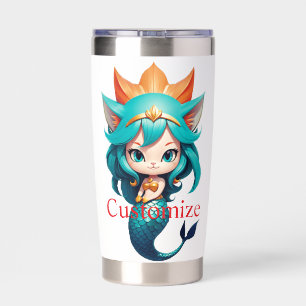 Cute Kitty Cat Mermaid Thunder_Cove Insulated Tumbler